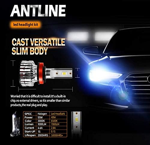 Antline 9005/HB3 קרן High High H11/H8/H9 קרן נמוכה סופר בהיר 14000LM LED נורות פנס נורות משולבת חבילה 6500K