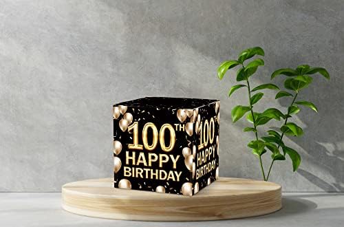 קופסת כרטיסי יום הולדת 100 של Keydaat ， ארגז כרטיס שחור וזהב לקישוטים למסיבות יום הולדת ， ציוד למסיבות, קופסת