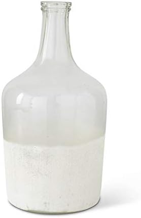 ק & ק פנים 16638 סט של 3 בקבוקי צוואר ארוכים שקופים עם תחתית, זכוכית וחלבית