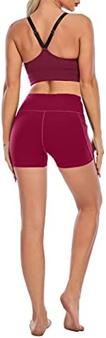מכנסי יוגה של מיאשוי נשים עם כיסים אימון המותניים יוגה המריצות מכנסיים קצרים גבוהים לנשים חותלות