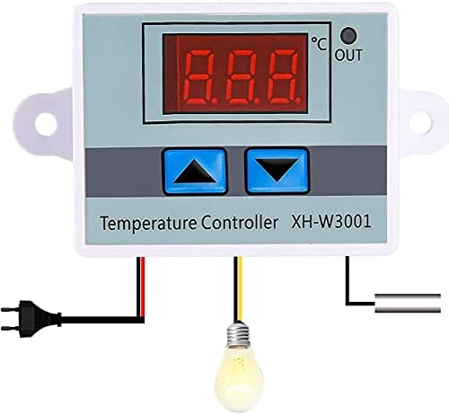 מודול בקר טמפרטורת LED דיגיטלי, XH -W3001 מתג תרמוסטט מיני עם בדיקת חיישן אטום למים, ניתן לתכנות -50 עד 110 מעלות