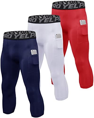 מכנסי דחיסה לגברים עם כיסים 3/4 אימון אימון כושר יבש תחתונים תחתונים תחתונים ספורטיביים ספורט חותלות CAPRIS 3 חבילה
