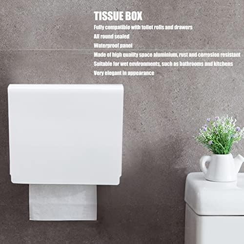 Plplaaoo נייר טואלט מחזיק קיר קיר, מדף אחסון נייר טואלט אגרוף פונקציות אגרוף חינם מתלה נייר למטבח אמבטיה לבן