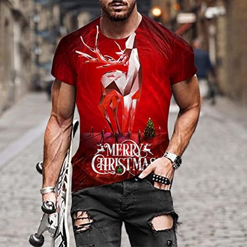 גברים Xiloccer סתיו חורף חורף שרוול מזדמן שרוול קצר חג המולד 3d מודפסות חולצות אופנה חולצה עליונה חולצות קטנות