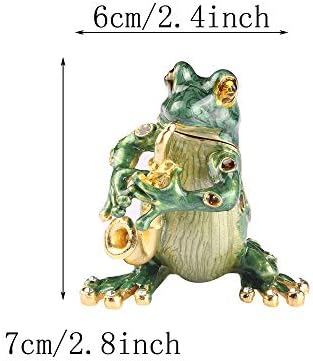 הופן צפרדע להקת משחק סקסופון תכשיטי תכשיט תיבת עגילי שרשרת אחסון בעלי החיים צלמית שולחן קישוט