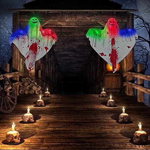 Adxco 3 חבילה ליל כל הקדושים תלויה תאורה רוחות רפאים קישוטי קישודים מפחידים ליל כל הקדושים עיצוב רפאים דמים