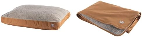 מיטת כלבי ברווז יציבה של Carhartt, מיטת חיות מחמד בד עמידה עם מעטפת דוחה מים, חום עם שרפה עליון, שמיכת