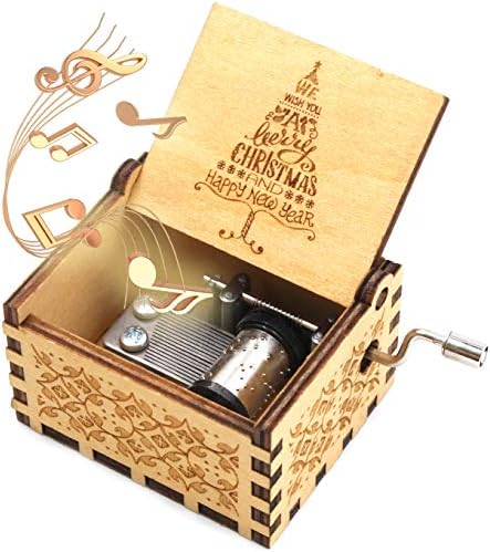 קופסת מוזיקת ​​עץ ukebobo- קופסת מוסיקה לחג המולד שמח, מתנות לשנה החדשה, סט 1