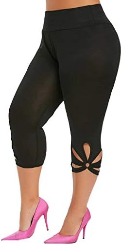 חותלות תחרה של Meymia לנשים בקרת בטן מותניים גבוהה בקאפרי חותלות קצוצות בתוספת מכנסי יוגה בגודל גודל
