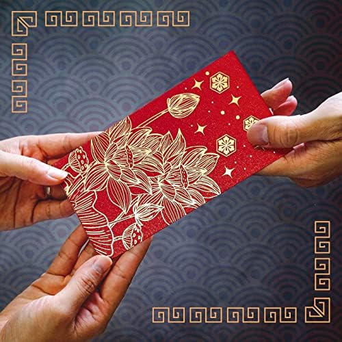 ראש השנה הסיני מעטפות אדומות - חבילות אדומות סיניות של 36 ספירות, הונג באו עם עיצוב נייר זהב, מעטפות כספי מתנה,