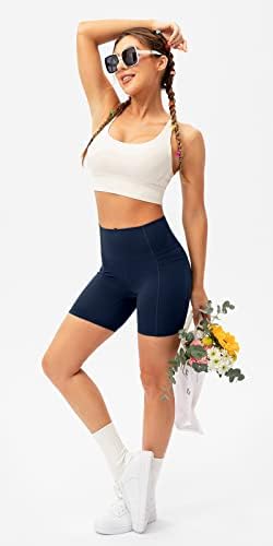 לבנטו נשים גבוהה מותן מכנסי אופנוען - 5 / 8 בכיס אימון יוגה כושר מכנסיים קצרים