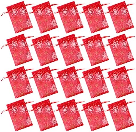 קבילוק 40 יחידות אספקת אורגנזה חג המולד רשת לטפל אחסון תכשיטי לצייר בית שקיות חג כפול שקיות: