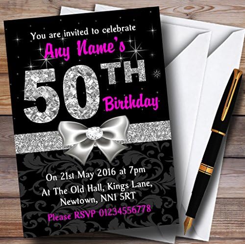 יהלום סילבר שחור ורוד הזמנות מותאמות אישית למסיבת יום הולדת 50