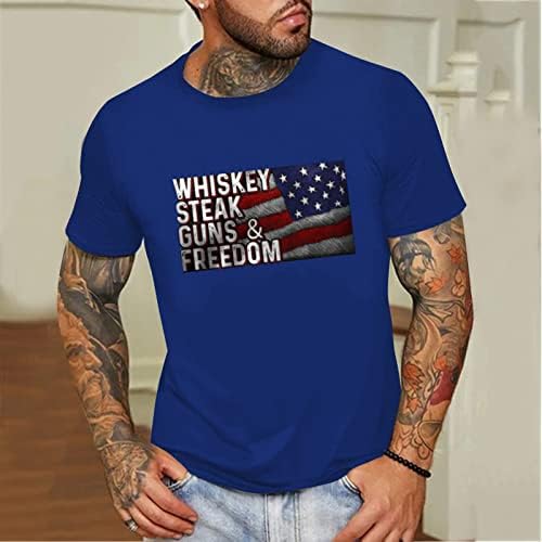 חולצות טריקו של שרוול קצר של XXBR לגברים, רטרו רטרו דגל אמריקאי הדפס צווארון קז'ואלי רופף צמרות טי בסיסיות