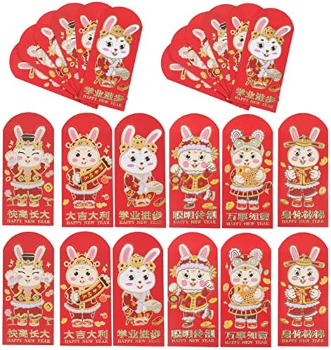עמוס 48 יחידות מעטפת 2023 סיני חדש שנה ירח הונג באו גלגל המזלות ארנב שנה אדום מנות מזל כסף באני מעטפות לאביב