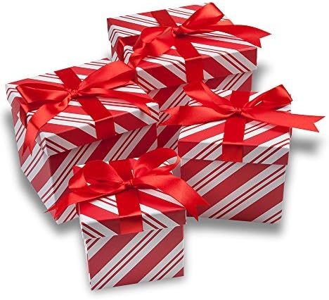 4 קופסאות מתנה לחג המולד קנדי ​​קני קנון קינון לחג המולד עם מכסים ב -4 גדלים שונים לעטיפה דקורטיבית לחג