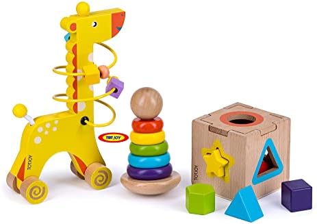 צעצועים של טוטוי מונטסורי לילדים ילדים בני 18+ חודשים צעצוע חינוכי מעץ לפעוטות צורות מיון צעצועים לערימת