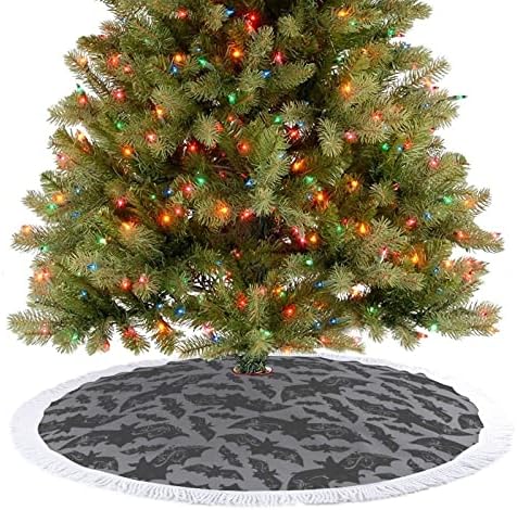 עטלפי ליל כל הקדושים חדשים הדפיס חצאית עץ חג המולד עם ציצית למסיבת חג מולד שמח תחת עץ חג המולד