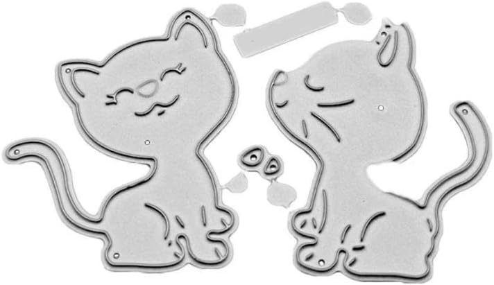 2 PCS/SET חתולים חמודים חתכים מתכת מתכת, חתולים חמודים חיות מחמד חיתוך מתכת מתים מתות שבלונות כרטיסים