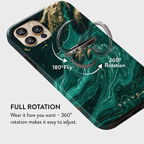 בורגה מחזיק מעמד טבעת טלפון סלולרי ממתכת מסוגנן, מעמד אחיזת אצבע סיבוב 360 מעלות, שיש נצנצים זהב ירוק אמרלד,