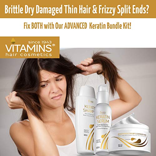 ערכת סרום שמפו ויטמינים קרטין ערכת מסכת שיער - סרום שמפו חלבוני ומסיכת שיער מרכך עמוק מוגדרת לשיער דק דק - דחיפה
