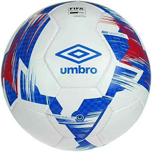UMBRO נוער בגודל 4 ניאו פוטסל כדורגל Pro כדורגל, לבן/מלכותי כחול/ורמיליון