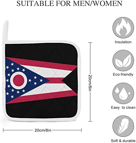 מחזיקי סיר דגל מדינת אוהיו רפידות חמות עמידות בפני חום רפידות חמות למטבח בישול סט דו חלקים