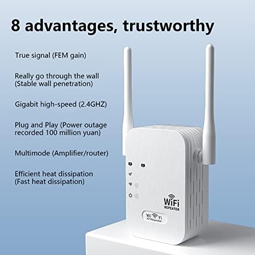 משחזר WiFi - Booster Wifi Extender אות, משחזר אינטרנט אלחוטי, מגבר לטווח ארוך עם יציאת אתרנט, נקודת גישה