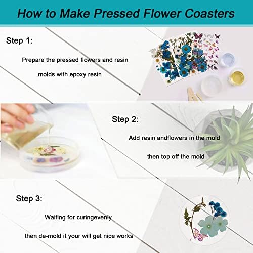 Haufuloky Frial Tharge Miaited Process Forse לעובש שרף, 110 יחידות פרחים יבשים ומדבקות שקופות של פרפר למלאכות