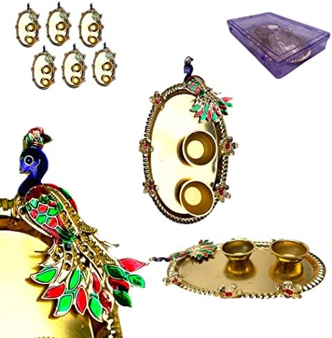 Lovenspire 6 Pack Peacock Haldi Kumkum Holder, Thamboolam, Pooja Faver, Diwali Faver, Haldikumkum