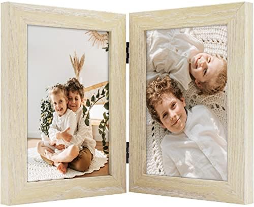 אמנות גולדן סטייט, 5x7 מסגרת תמונה כפולה צירים, שתי מסגרות מתקפלות לצילום, לקולאז 'תמונות משפחתיות