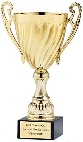 פרסי חנות ומתנות הניתנות להתאמה אישית של 19-1/2 אינץ 'מערבולת גביע מתכת זהב על בסיס שיש שחור,