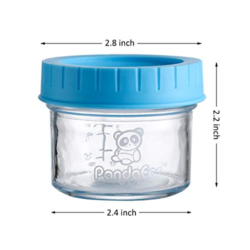 צנצנות אחסון מזון לתינוקות מזכוכית פנדייר / 4 עוז מיכלים קטנים לשימוש חוזר לאחסון מקפיא עם מכסים אטומים