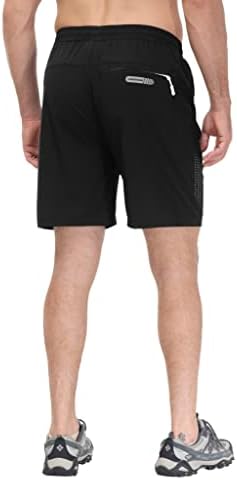 מכנסי כושר אתלטי של Lushenuni לגברים מכנסיים קצרים מהירה של אימון יבש מהיר עם כיסי רוכסן 7 אינץ 'אימוני כדורסל