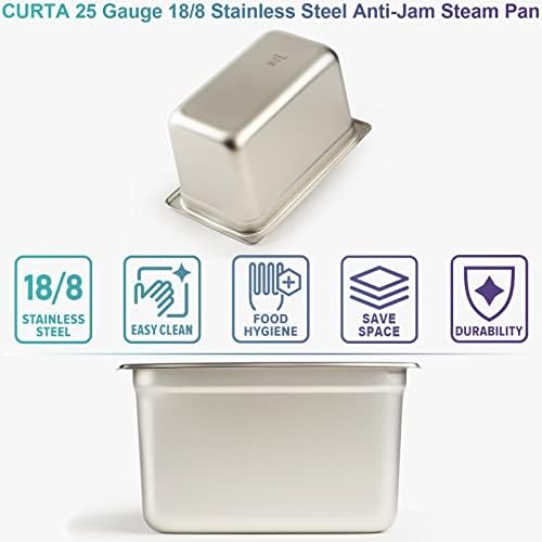 Curta 6 Pack אנטי-ג'אם מחבתות מלונות מחוררות עם מכסים, 1/4 גודל 2 1/2 אינץ