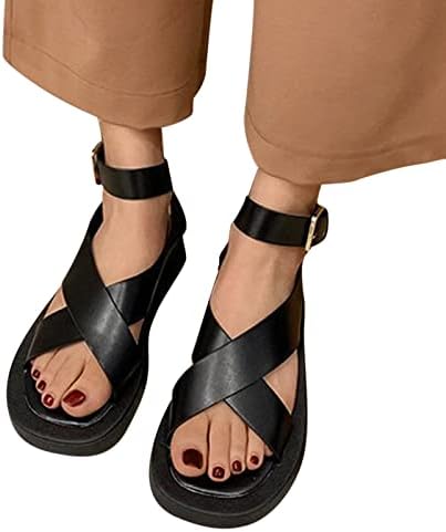 אביב רומאי נוח ונשים עבות סוליות נעלי צולבות בקיץ נעלי קלע מזדמן לנשים סנדלים