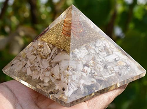 Healings4U פירמידה אורגוניט סקרוזיט עם חוזק או גודל זרע למורי - 2.5-3 אינץ 'ריפוי טבעי צ'אקרה קריסטל