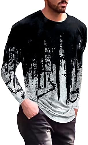 Queshizhe Mens אופנה רטרו רטרו ספורט כושר חיצוני חוץ 3D חולצה מודפסת דיגיטלית חולצה שרוול ארוך חולצת