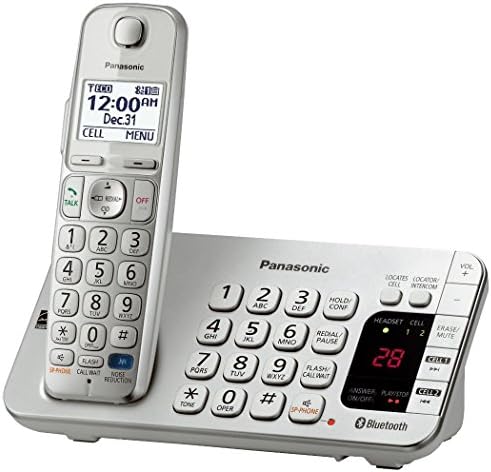 PANASONIN KX-TGE270S LINK2CELL BLUETOOTH טלפון מופעל עם מכונת תשובה כסף