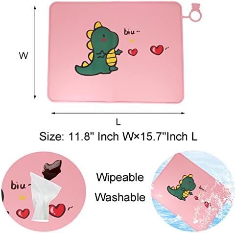 ג ' מסיק עמיד בחום סיליקון ילדים מפיות, רחיץ חמוד ורוד אוכל שולחן מקום מחצלת לפעוטות ילדים