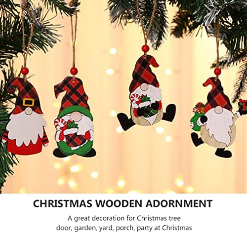 קישוטים לחג המולד של Kesyoo 8 יחידות עץ חג המולד קישוט עץ תליה עץ גנום מגולף עץ מגולף שלט עץ קישוט למסיבת