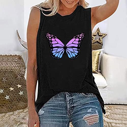 Blusas Mangas Estampado de Mariposa para mujer Moda Verano 2023 de Cuello Redondo Camiseta