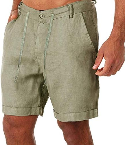 גברים של מכנסיים קצרים הברך אורך קצר כפתורים מקרית לשרוך כיסי מכנסיים מותניים מכנסיים גברים אופנה