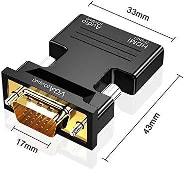 Seliacr Hdmi ל- VGA מתאם עם כבל שמע 3.5 ממ, 1080p 60Hz HDMI לממיר VGA, HDMI נקבה ל- VGA מתאם תואם זכר למחשב נייד