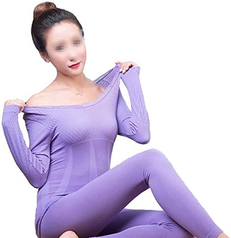 תחתונים תרמיים של SSPENT כותנה חמה פסים אנכיים מודאליים מתיחה ארוכה ג'ונס לנשים סטים תחתונים בצורת גוף