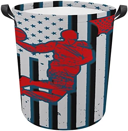 ארהב אמריקאי דגל כדורסל כביסה סל עם ידיות עגול מתקפל כביסת אחסון סל לחדר שינה אמבטיה