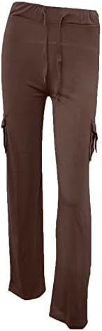 נשים גבוהה מותן אתחול יוגה מכנסיים כפתורים התלקחות מכנסיים עם כיסים למתוח מכנסי טרנינג רחב רגל