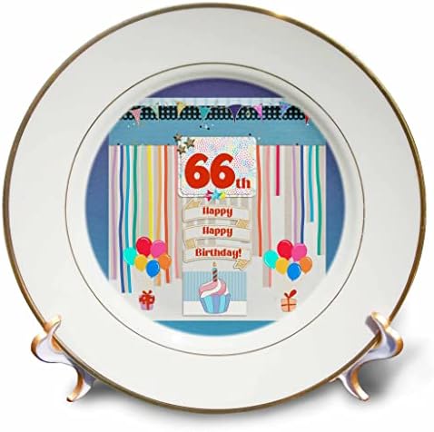 תמונת 3 של תמונת יום הולדת 66, קאפקייקס, נר, בלונים, מתנה, זרמים - צלחות