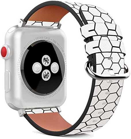 תואם ל- Apple Watch - 42 ממ / 44 ממ / 45 ממ צמיד צמיד עור עם אבזם מפלדת אל חלד ומתאמים - משושה