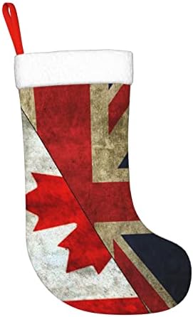 QG ZZX קנדה בריטניה דגל בריטי גרב חג המולד גרבי חג המולד אח אח תלייה גרב 18 אינץ 'קישוט חג